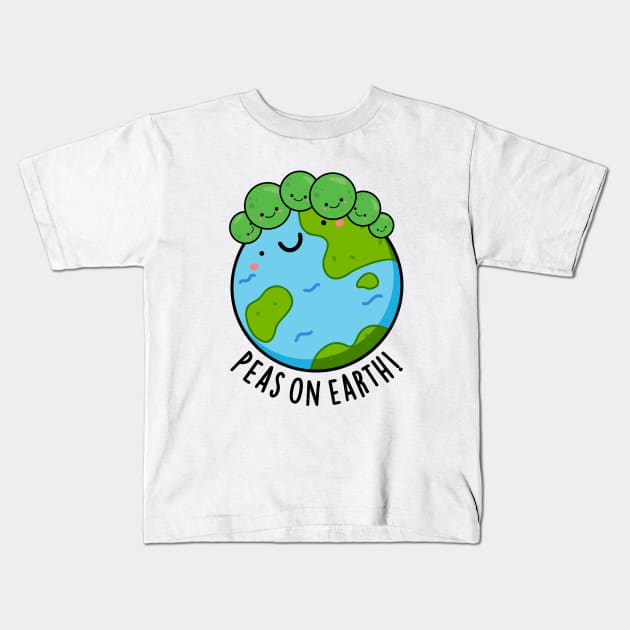 Peas On Earth Cute Veggie Peace Pun Kids T-Shirt by punnybone